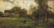 Charles-Francois Daubigny Landschap met boerderijen en bomen. USA oil painting artist